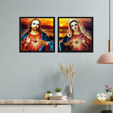 Jesus Christ and Mary Wall Painting of Two Pieces Floating Frame