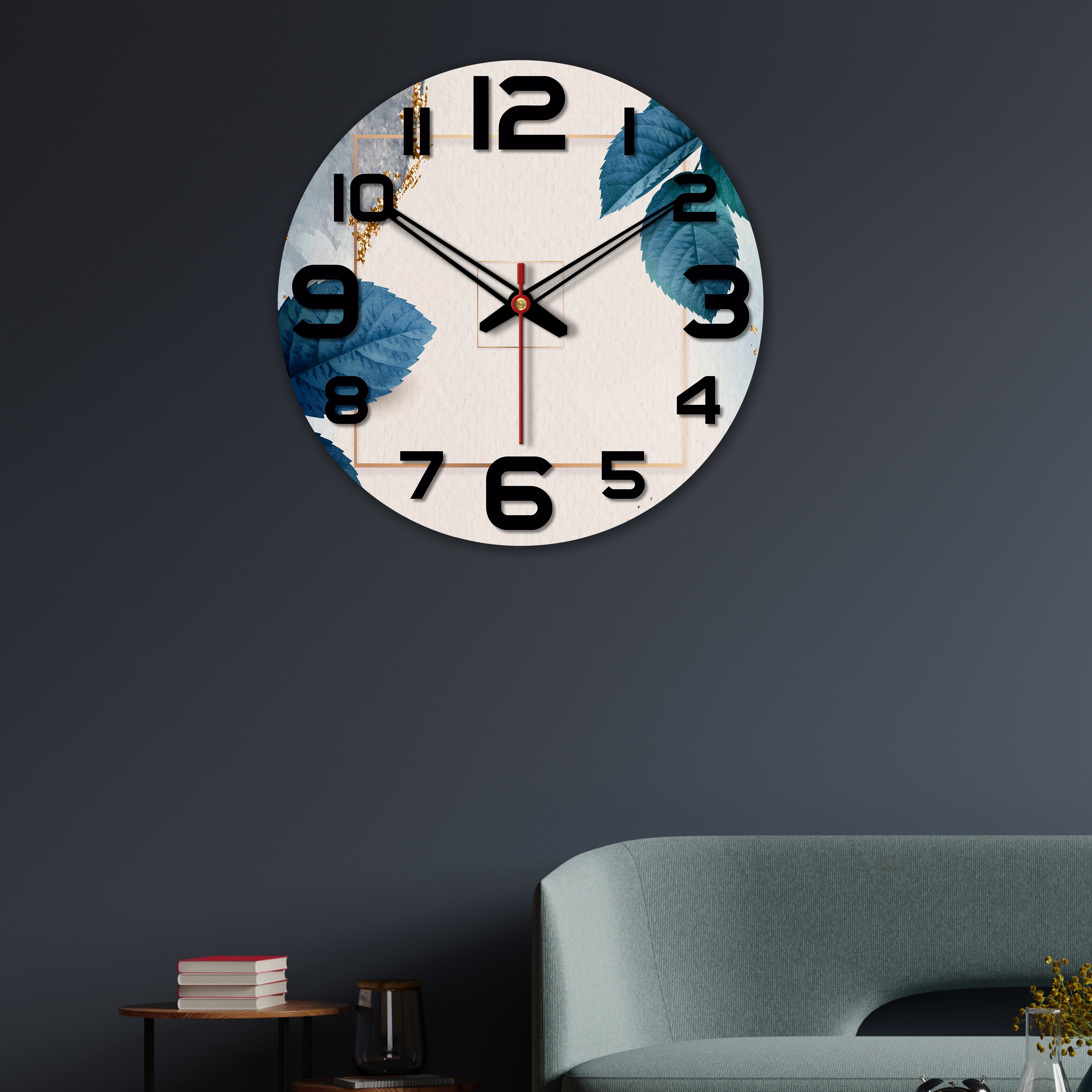 Leaves Printed Wooden Wall Clock