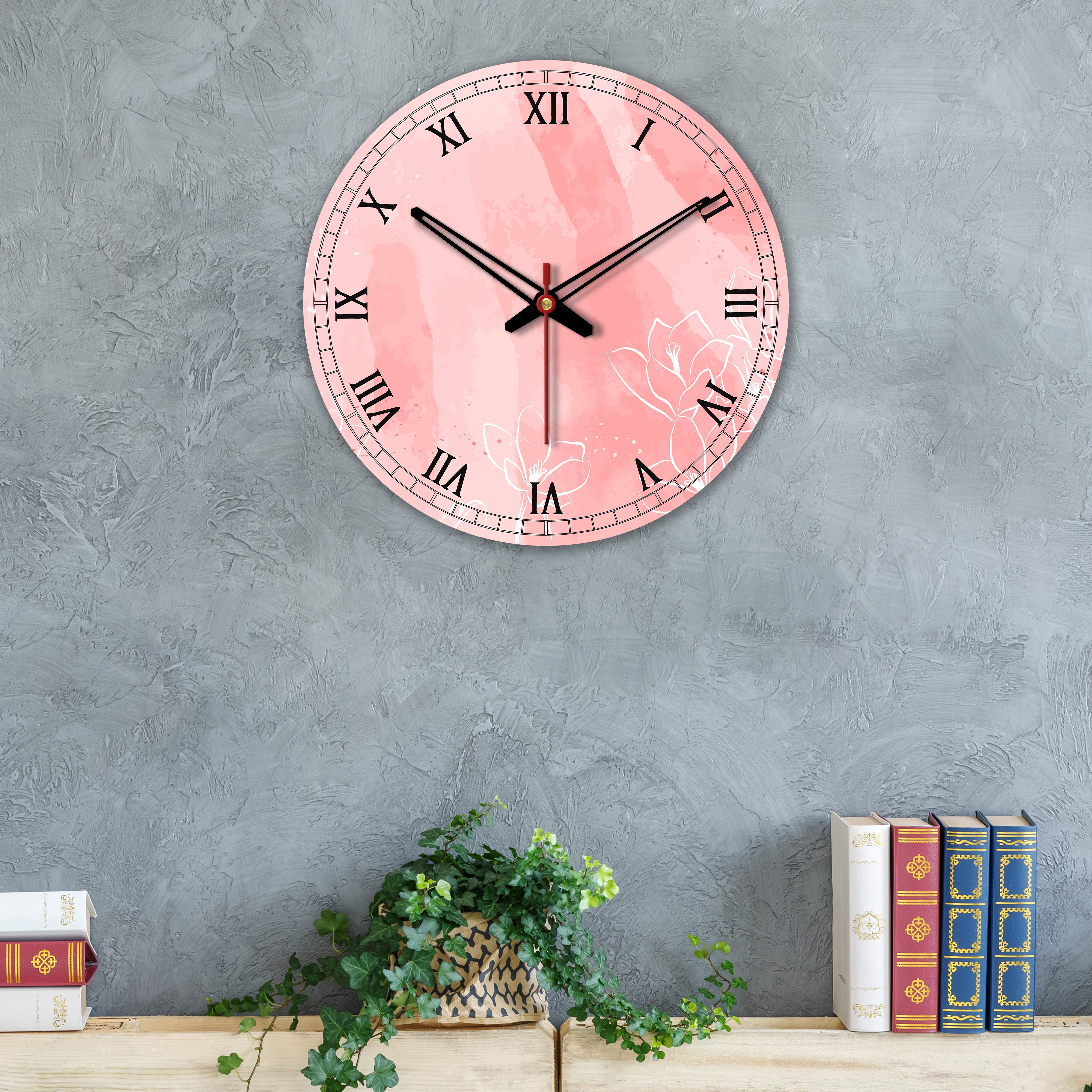 Lily Flower Printed Wooden Wall Clock