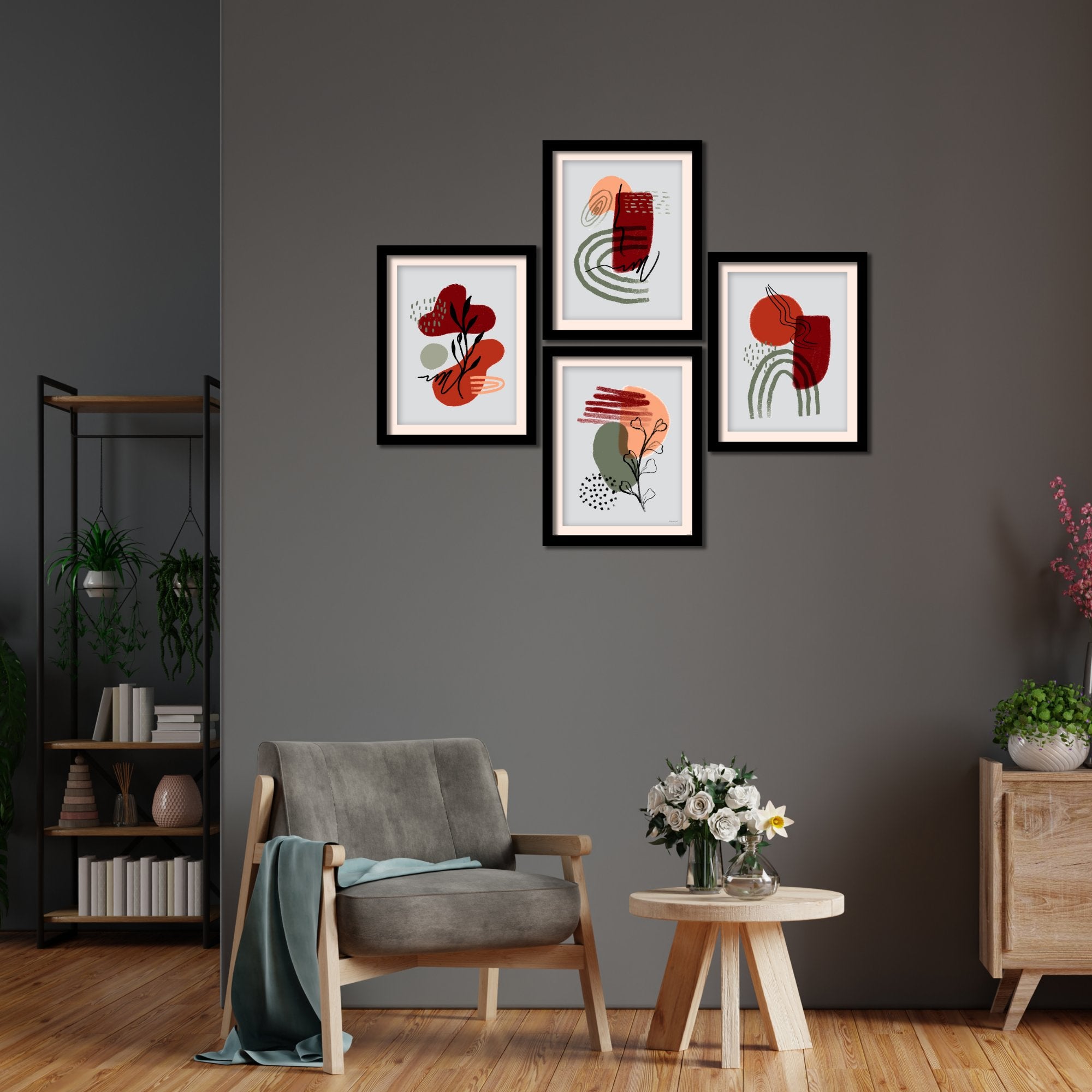 Line Art Premium Wall Frame Set of Four
