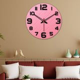 Lines on Pink Print Wooden Wall Clock