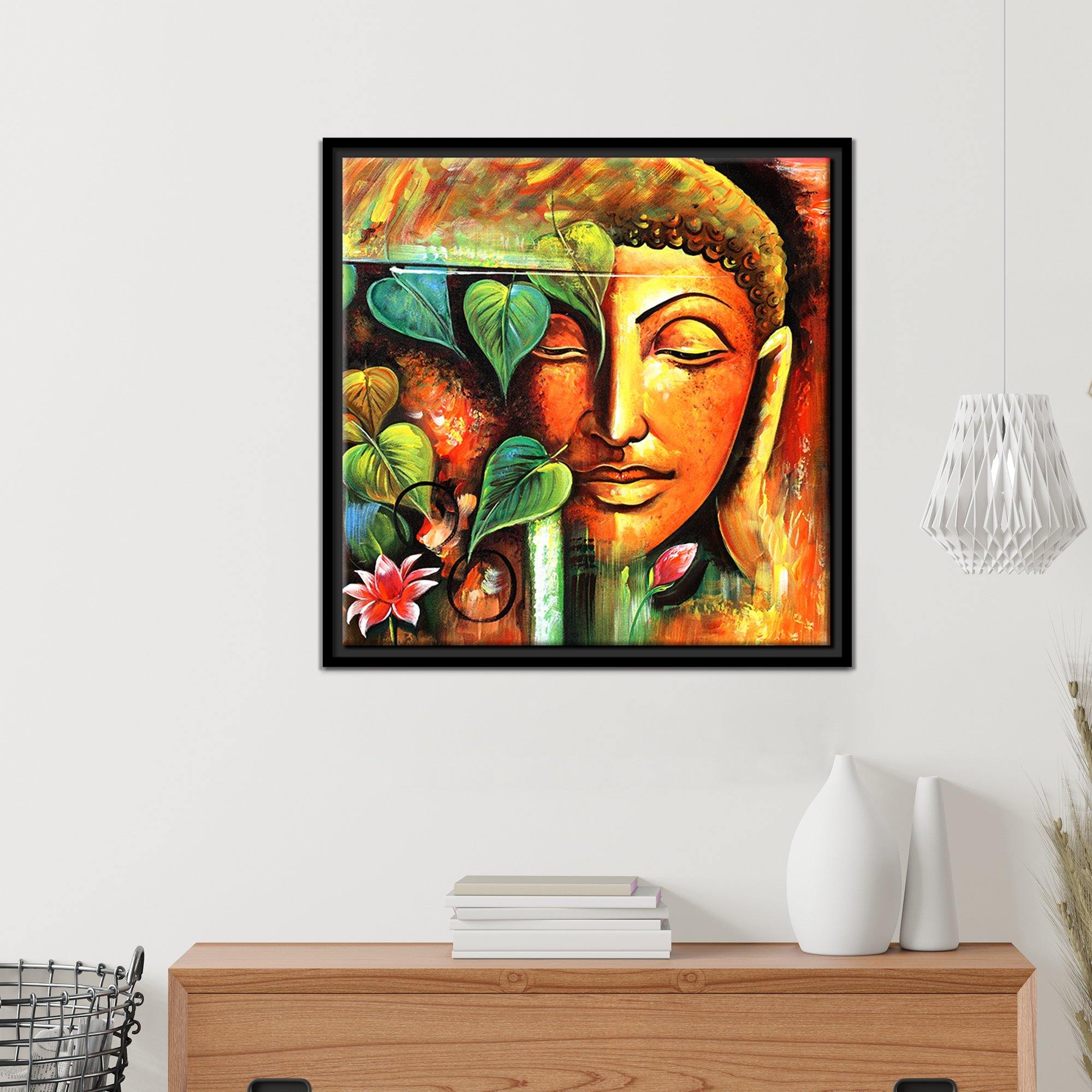 Lord Buddha Floating Canvas Wall Painting Frame