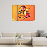 Lord Ganesha Abstract Art Canvas Wall Painting Set of Four