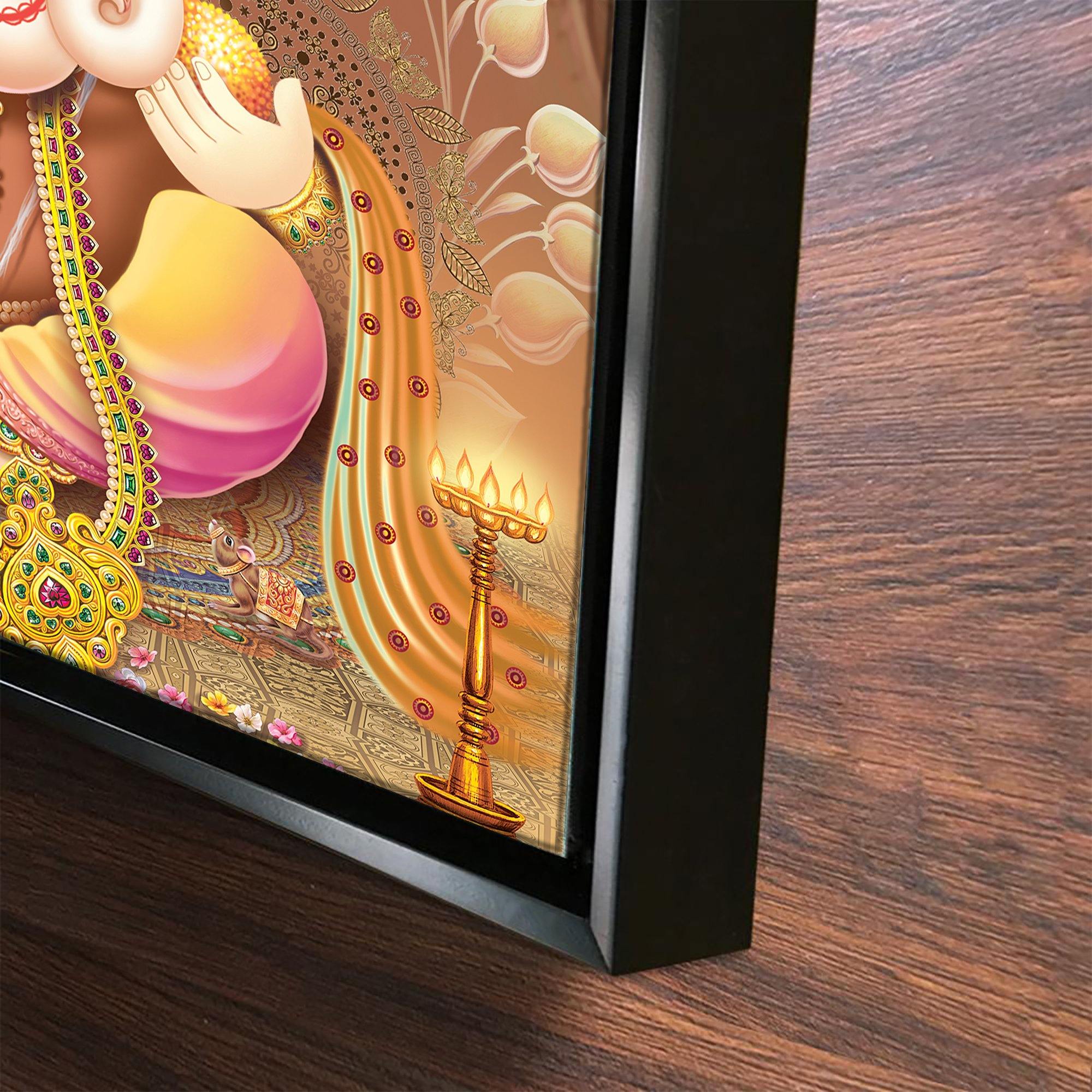Lord Ganesha Floating Canvas Wall Painting Frame