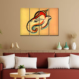 Lord Ganesha Head Abstract Art Canvas Wall Painting Set of Four