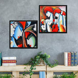 Lord Radha Krishna Floating Canvas Two Pieces Wall Painting Frame