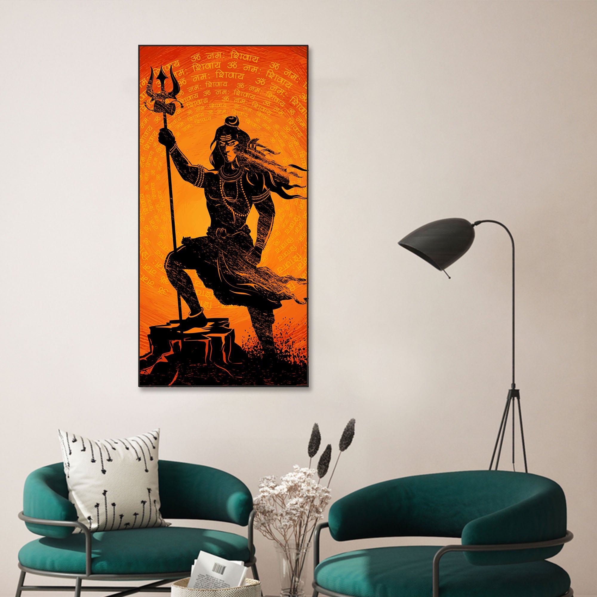Lord Shiva with Trishul Floating Canvas Wall Painting
