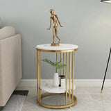 Premium Iron Stand Two Layer Marble Side Table