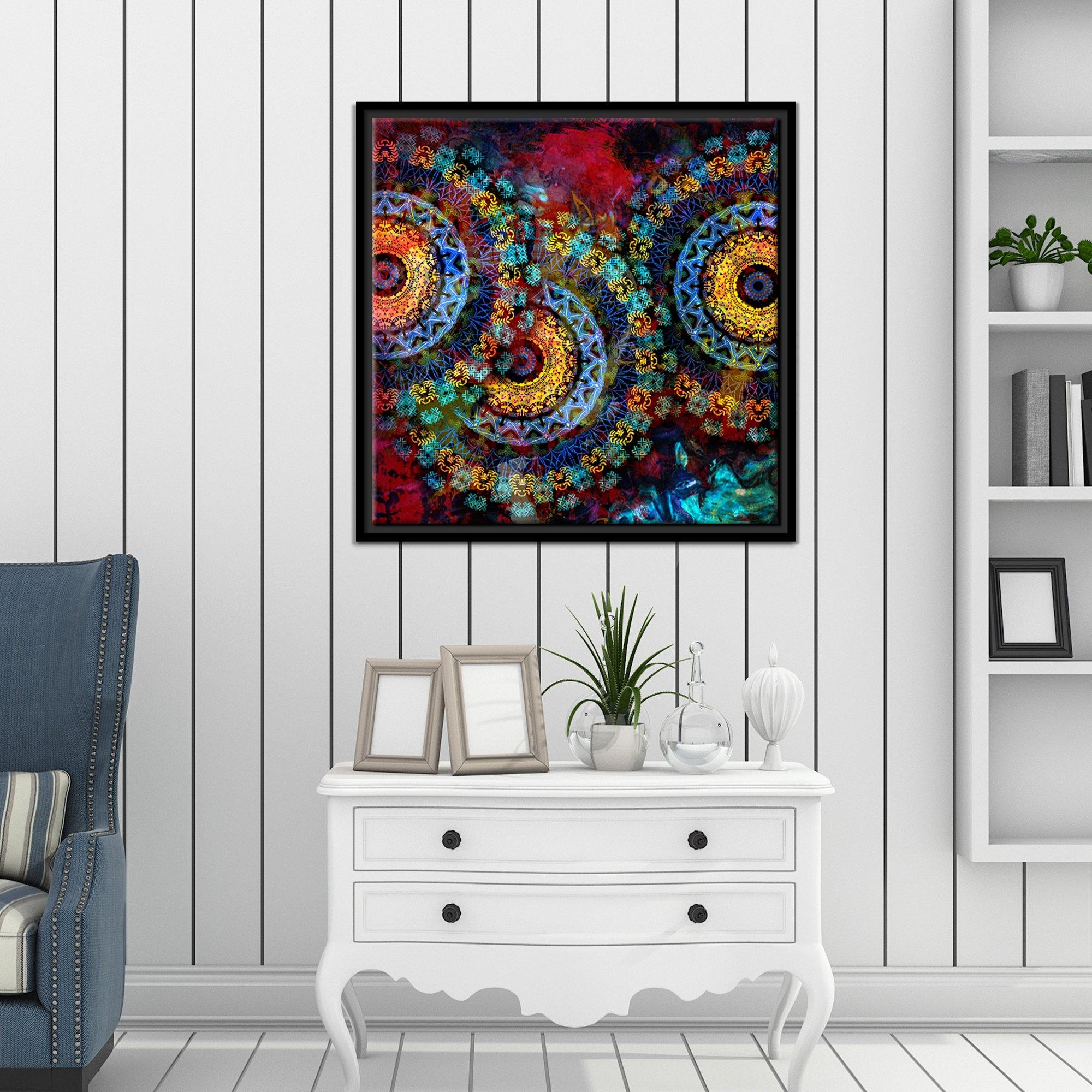 Mandala Art Dark Eyes Floating Canvas Wall Painting Frame