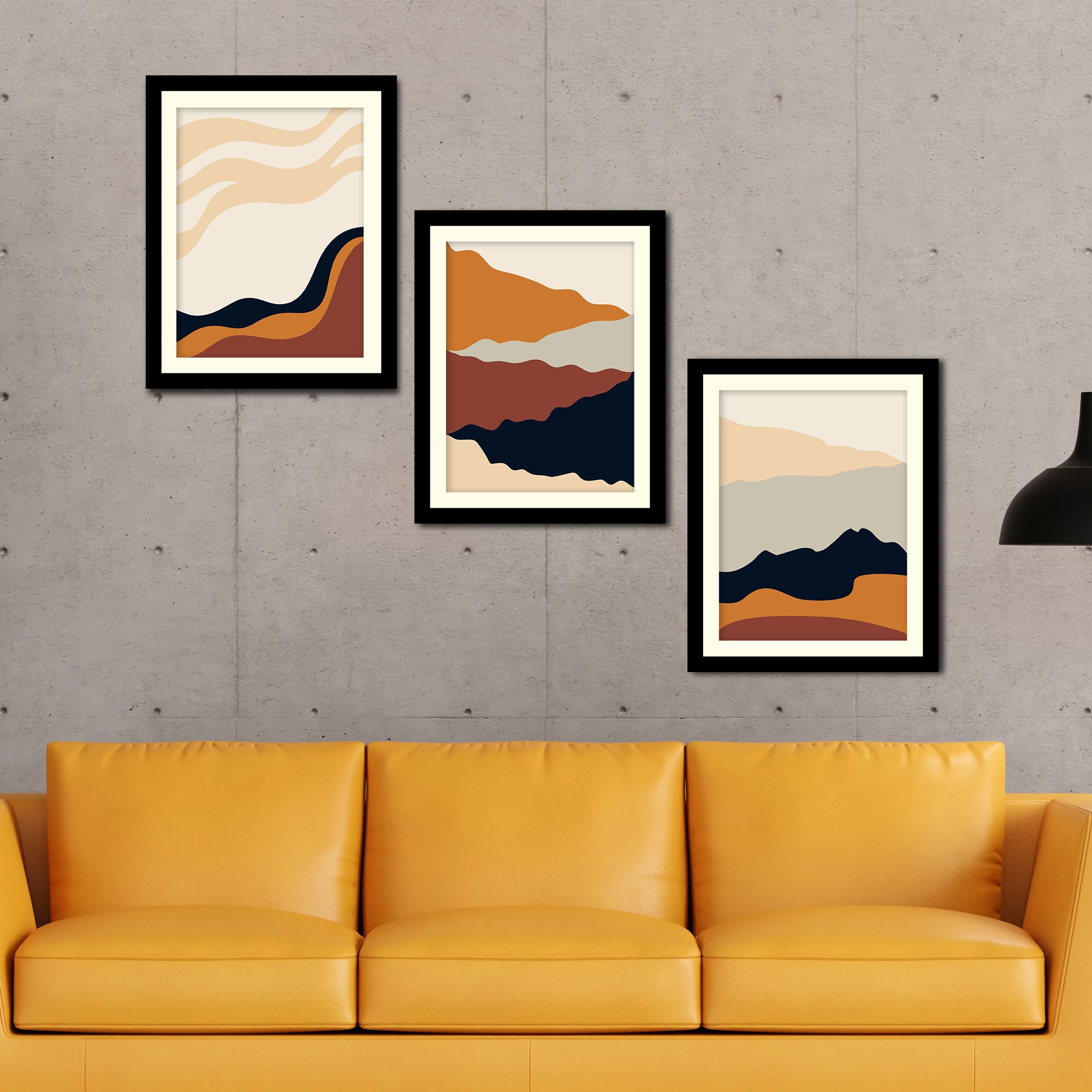 Modern Abstract Art Designer Wall Frame Set of Three