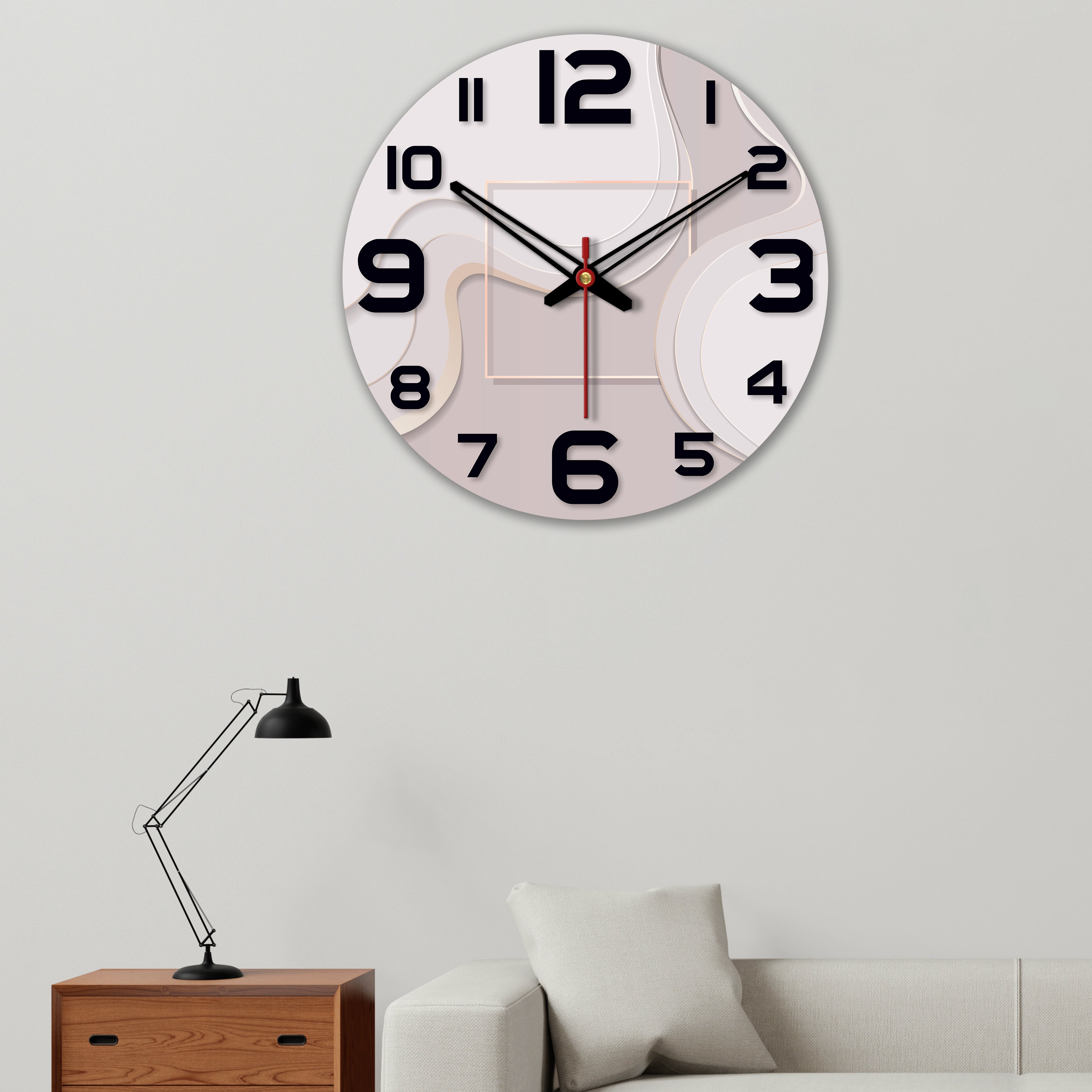 Modern Wavy Pattern Wooden Wall Clock
