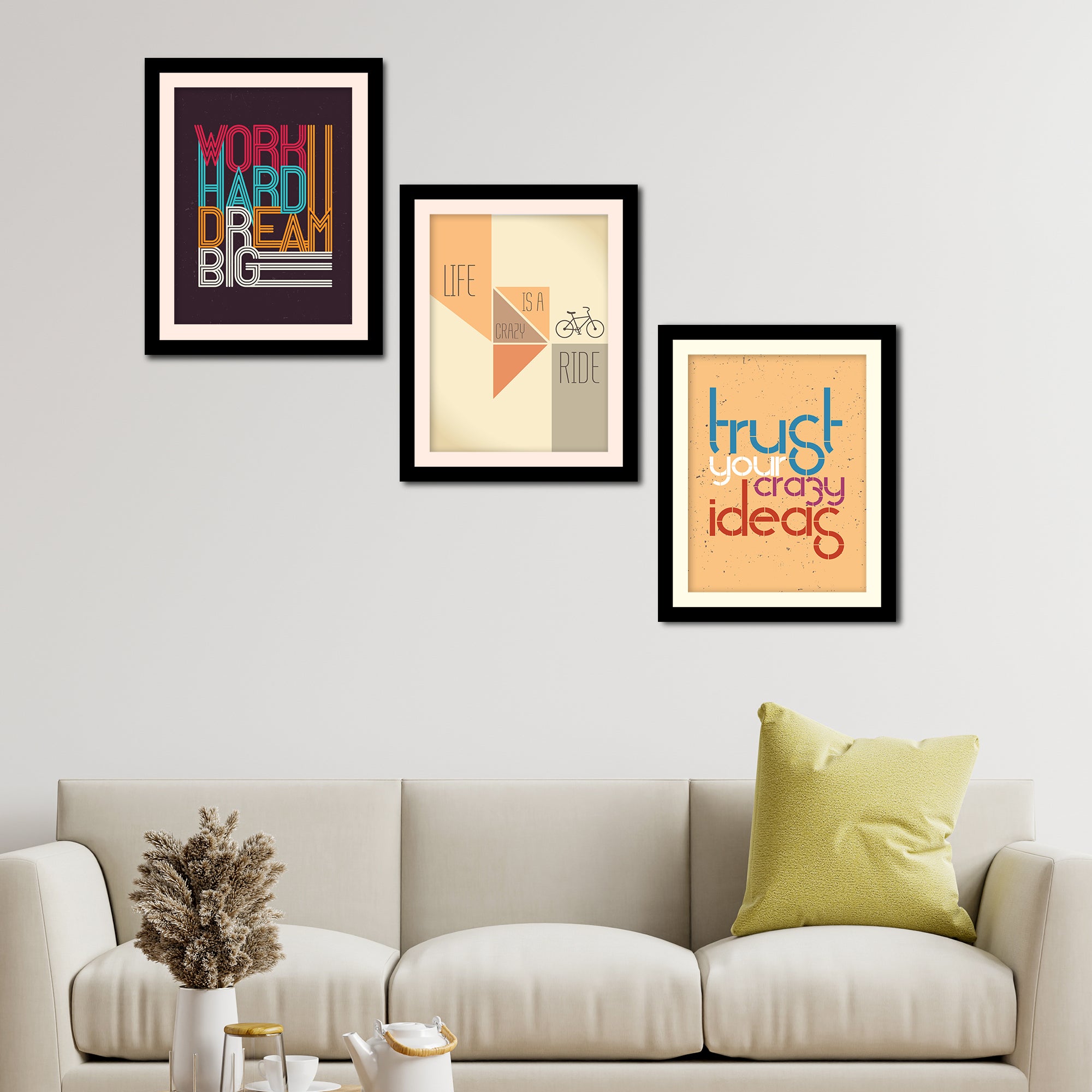 Motivational Quotes Premium Wall Frame Three Pieces