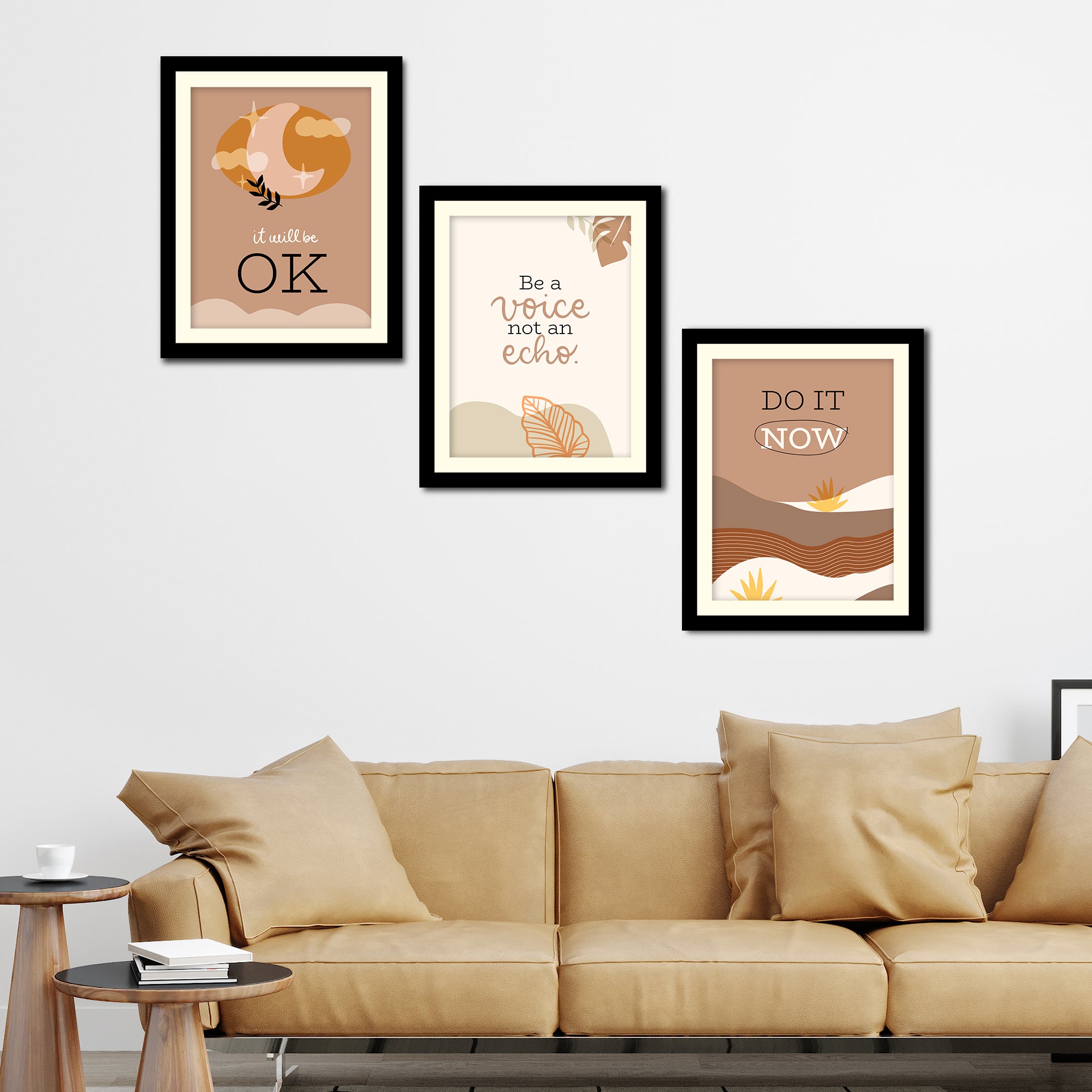 Motivational Quotes Wall Art Frames Set of Three