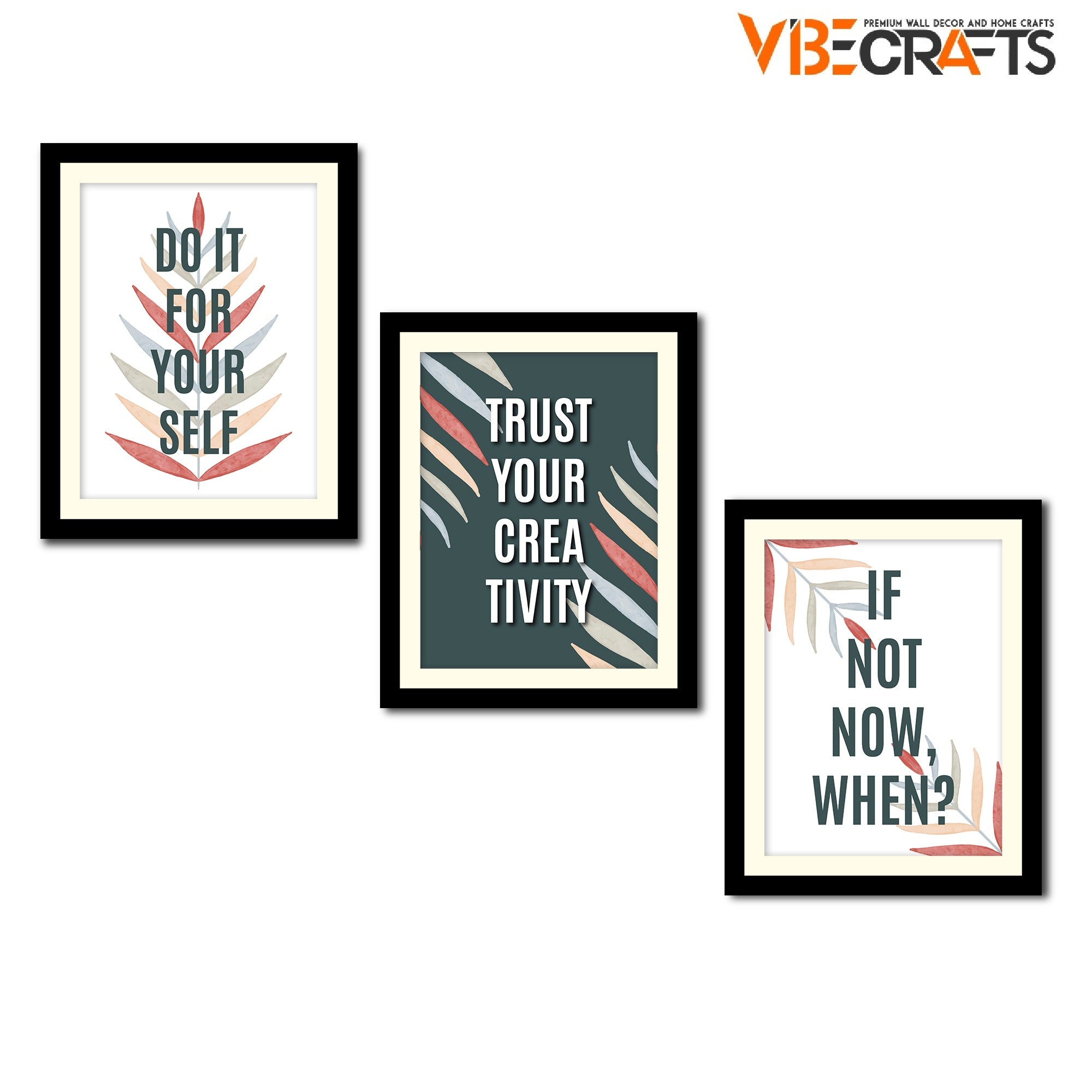 Motivational Quotes Wall Frame Hanging Three Pieces