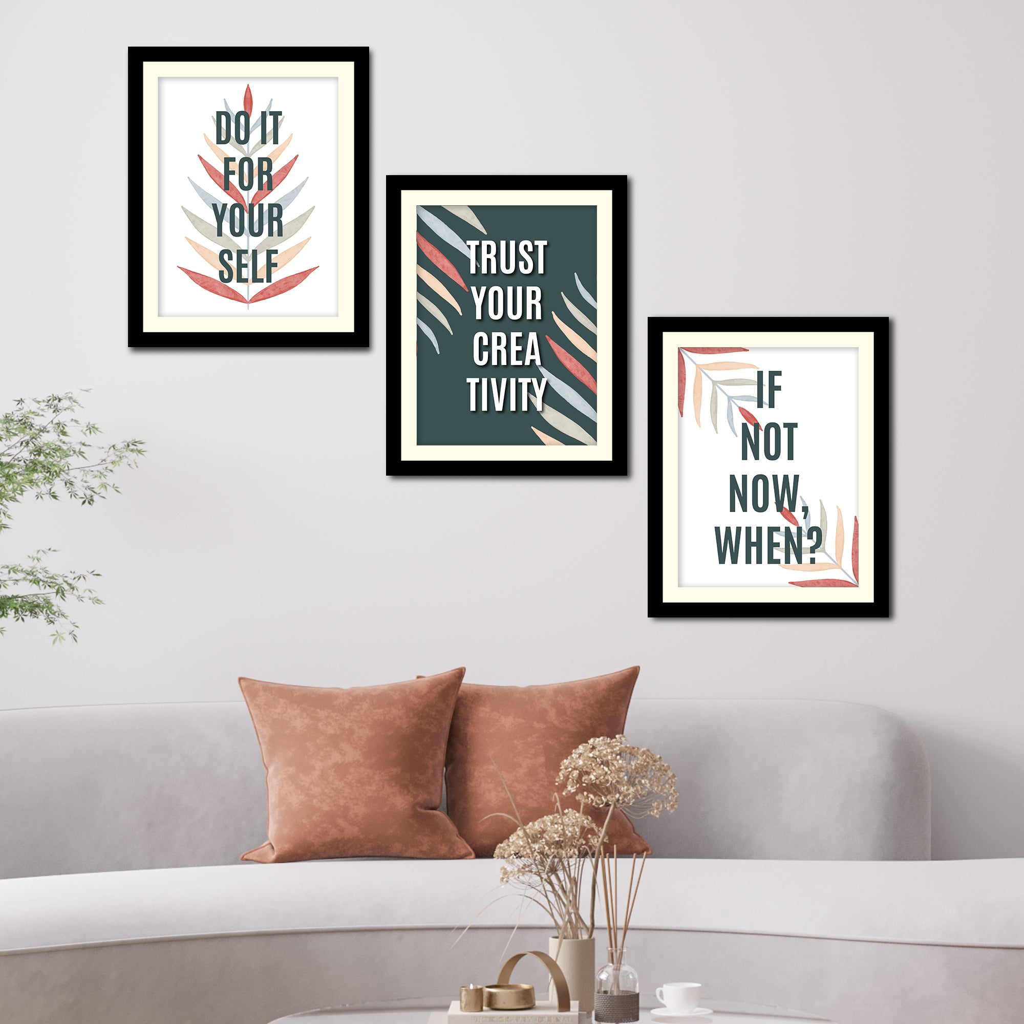 Motivational Quotes Wall Frame Hanging Three Pieces