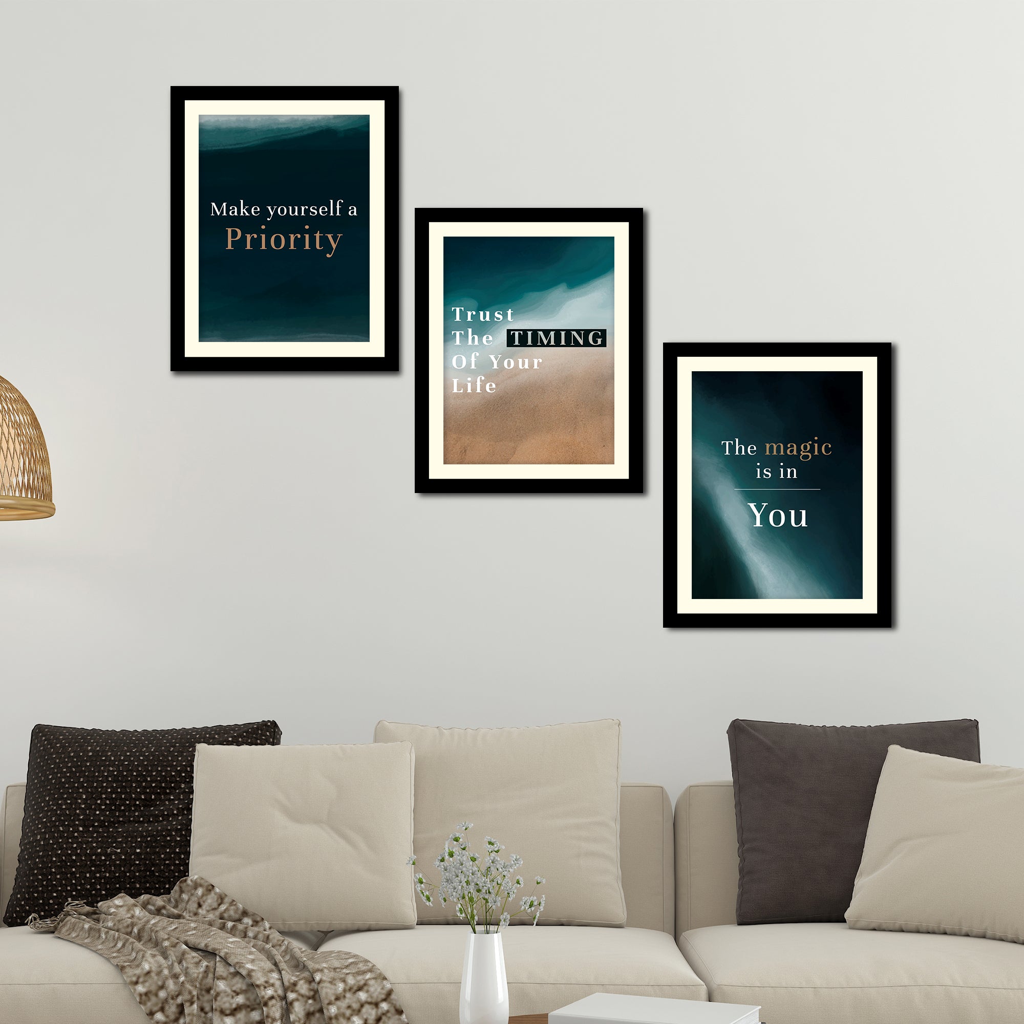 Motivational Quotes Wall Hanging Frames Set of Three