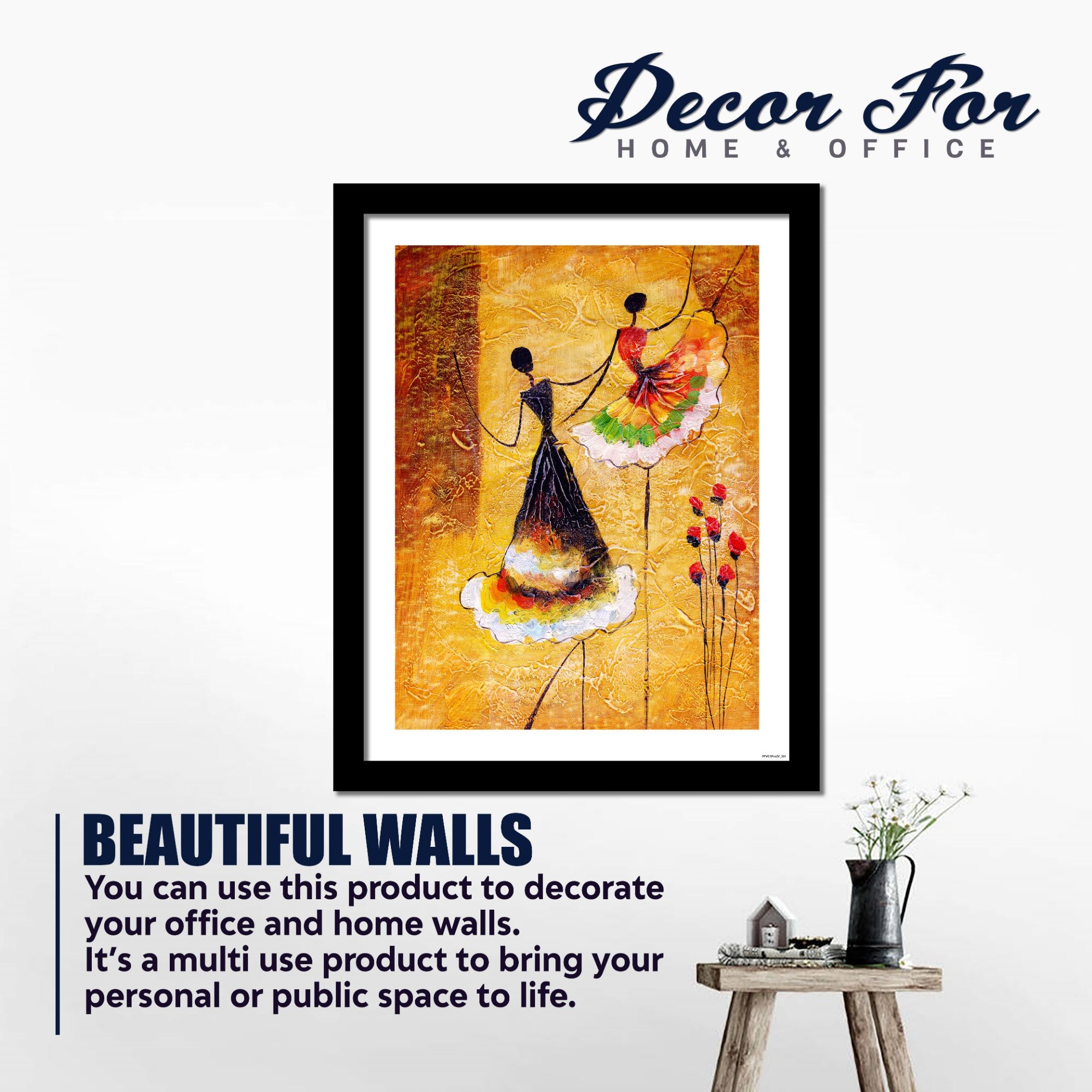 Dancing Beauties Warli Art Premium Wall Frame Painting