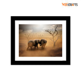 Two Elephants in the Field Quality Wall Frame Painting