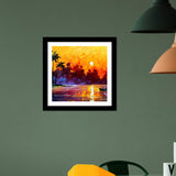 Quality Wall Frame Painting of Sunset and It's Reflection in Lake