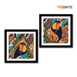 Premium 2 Pieces Wall Frame Painting of Abstract Bird