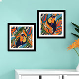 Premium 2 Pieces Wall Frame Painting of Abstract Bird
