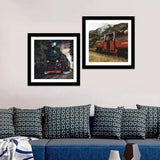 Vintage Trains Premium Wall Frame Painting Set of 2