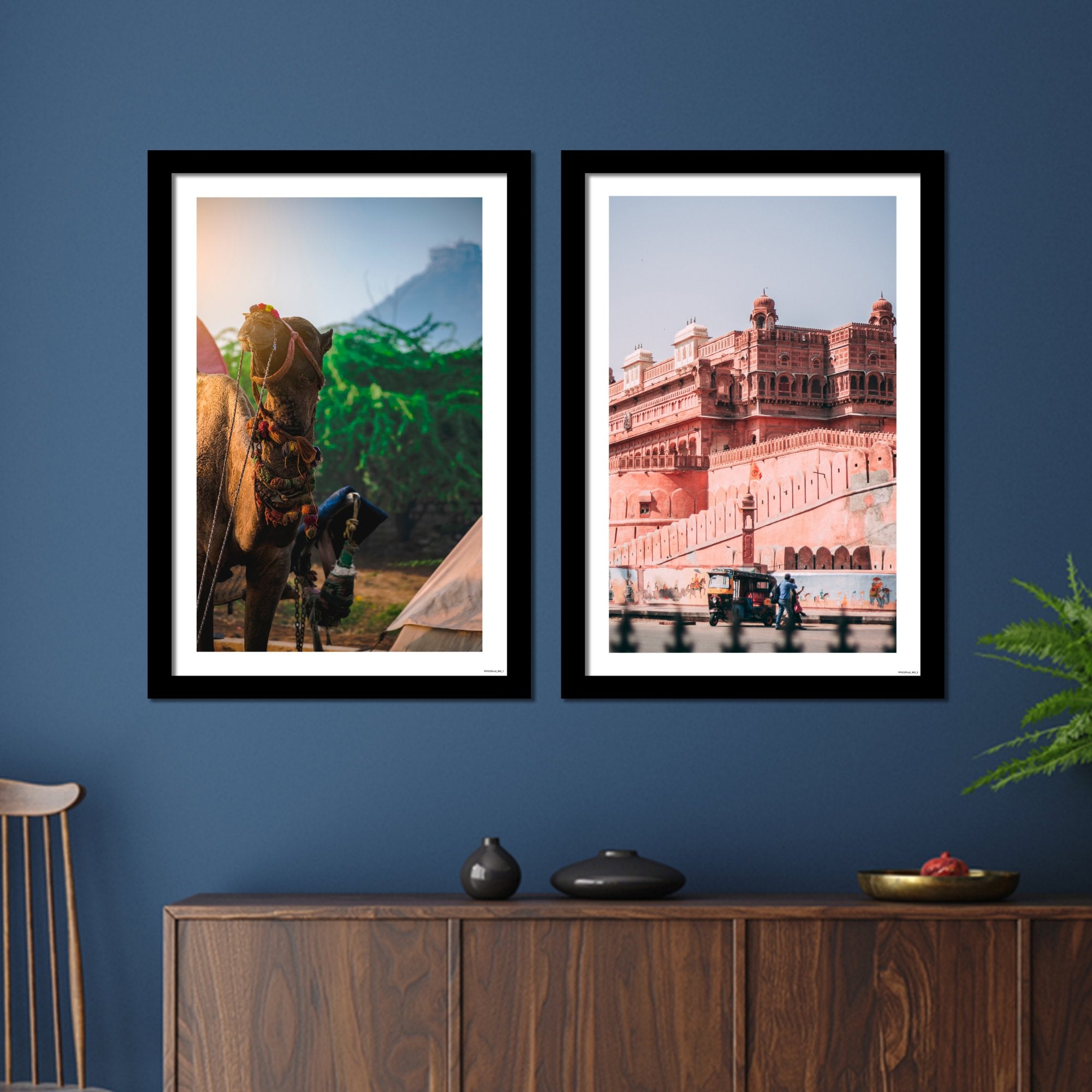 Junagarh Fort and Camel of Rajasthan Quality Frame Painting of 2 Pieces