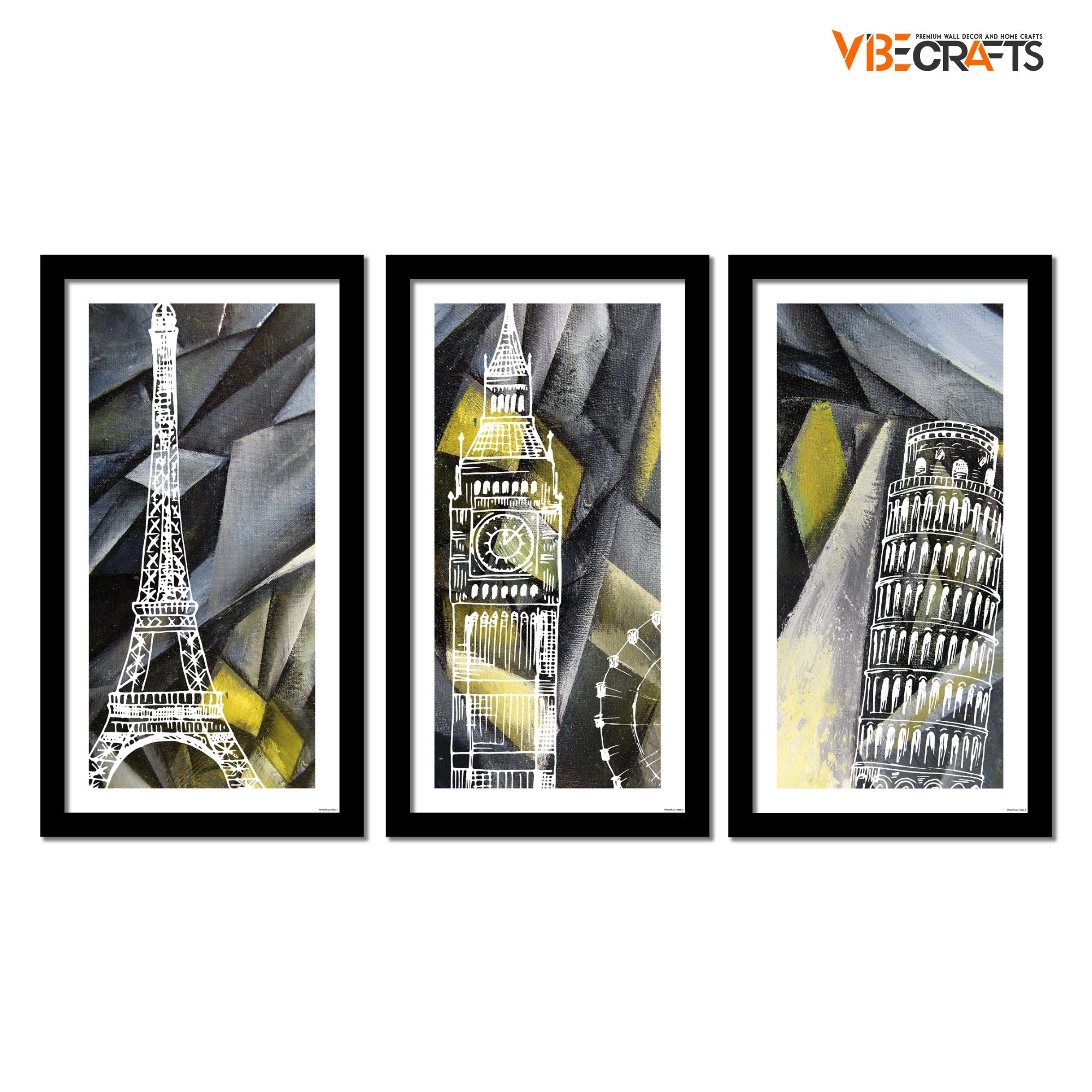 Premium 3 Pieces Wall Frame of Three Famous Monuments