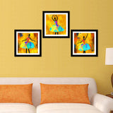 3 Pieces Quality Wall Hanging Frame of African Girl Ballerina Dancing - Vibecrafts