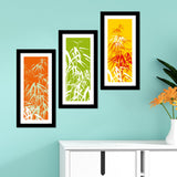 Bamboo Plant Leaves Framed Wall Paintings Set of 3 - Vibecrafts