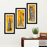 Beautiful Monuments Premium Framed Wall Paintings Set of 3 - Vibecrafts