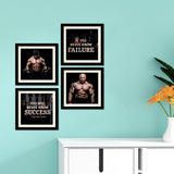 Two Bodybuilder & Gym Motivational Quote Framed Wall Hanging Set of 4