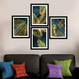 Golden Tropical Leaves Frame Painting Wall Hanging Set of 4