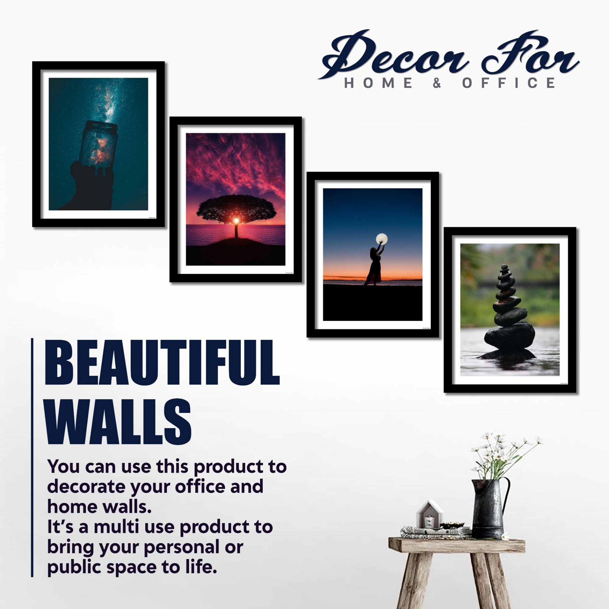 Creative Photography Pictures Hanging Wall Frame Set of 4