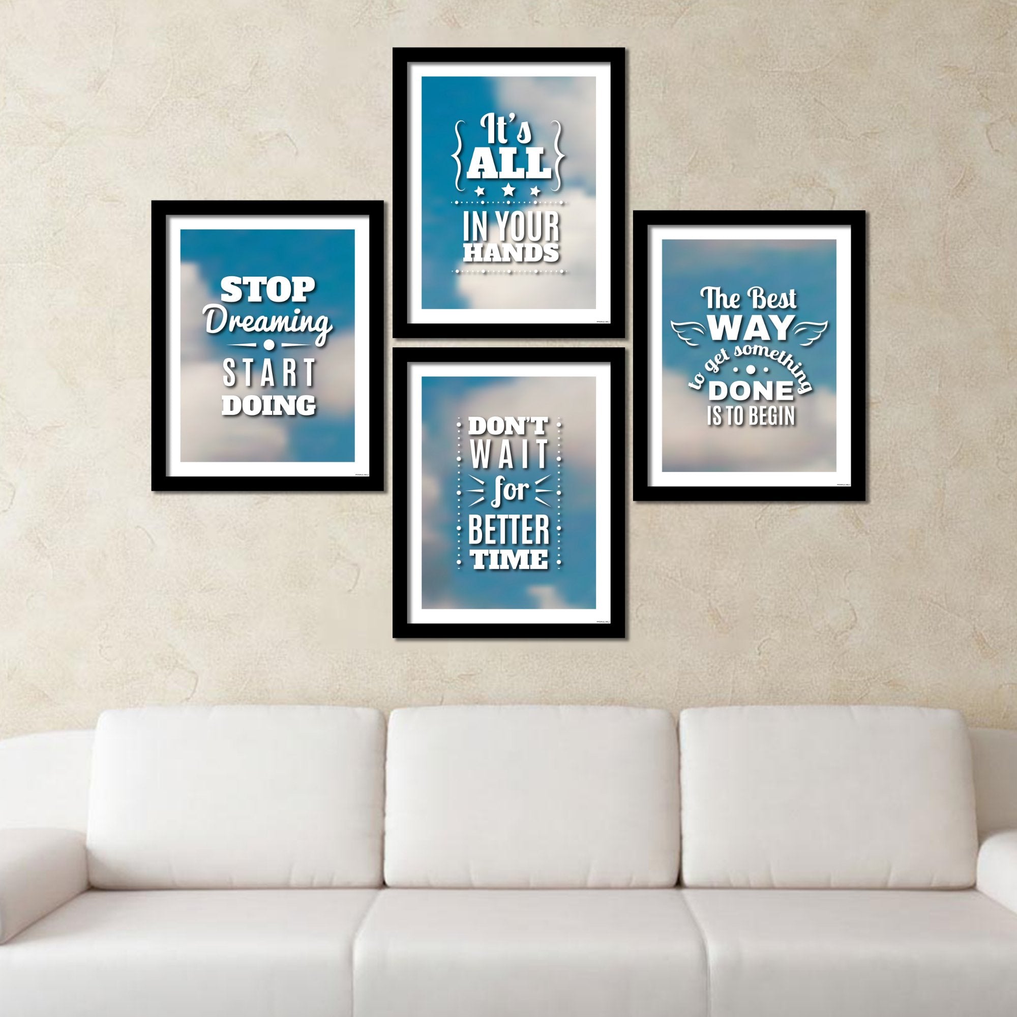 Motivational Quotes Frame Wall Hanging Set of 4