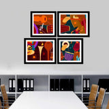 Set of 4 Wall Frame Painting of Dance & Music Instruments