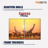 2 Pieces Wall Painting of Giraffes in Sunset