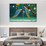 Canvas Bedroom Wall Painting of 2 Pieces Beautiful Bird Couple in Forest