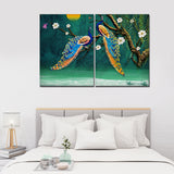 Canvas Bedroom Wall Painting of 2 Pieces Beautiful Bird Couple in Forest