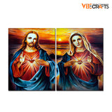 Premium 2 Pieces Wall Painting of Mother Mary and Jesus