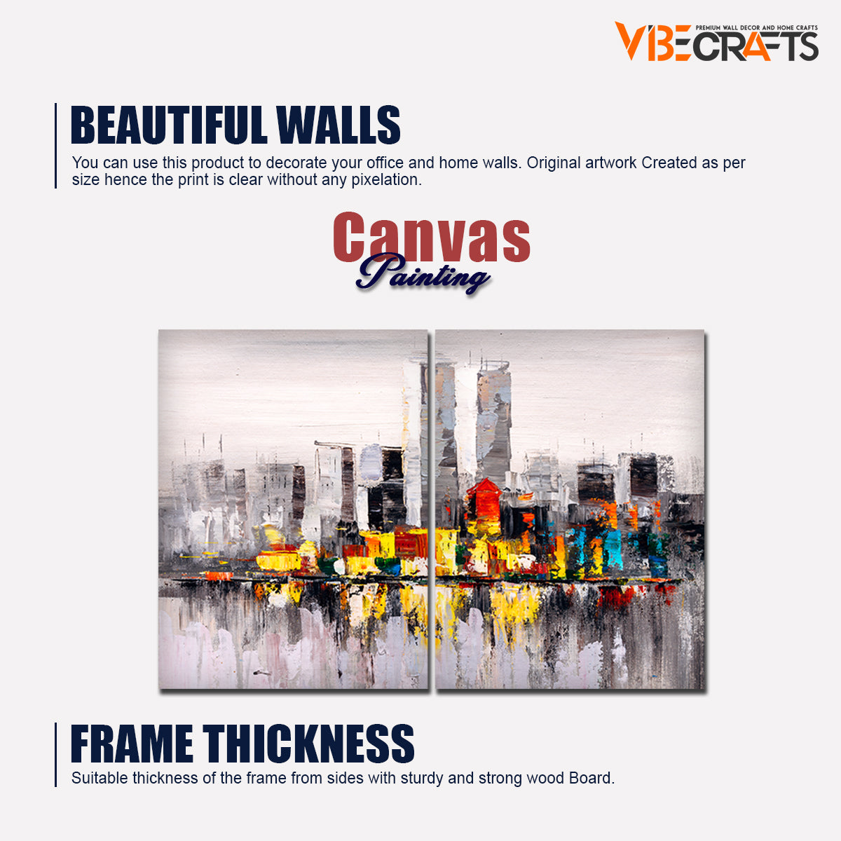 Beautiful City View Canvas Wall Painting of 2 Pieces - Vibecrafts