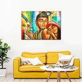A Beautiful 4 Pieces Canvas Wall Painting of Lord Radha Krishna - Vibecrafts