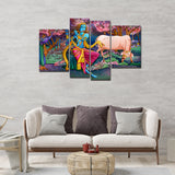Premium Wall Painting of 4 Pieces Lord Krishna 