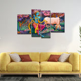 Wall Painting of 4 Pieces Lord Krishna