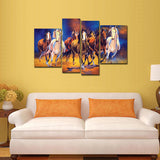 Seven Horses 4 Pieces Premium Canvas Bedroom Wall Painting