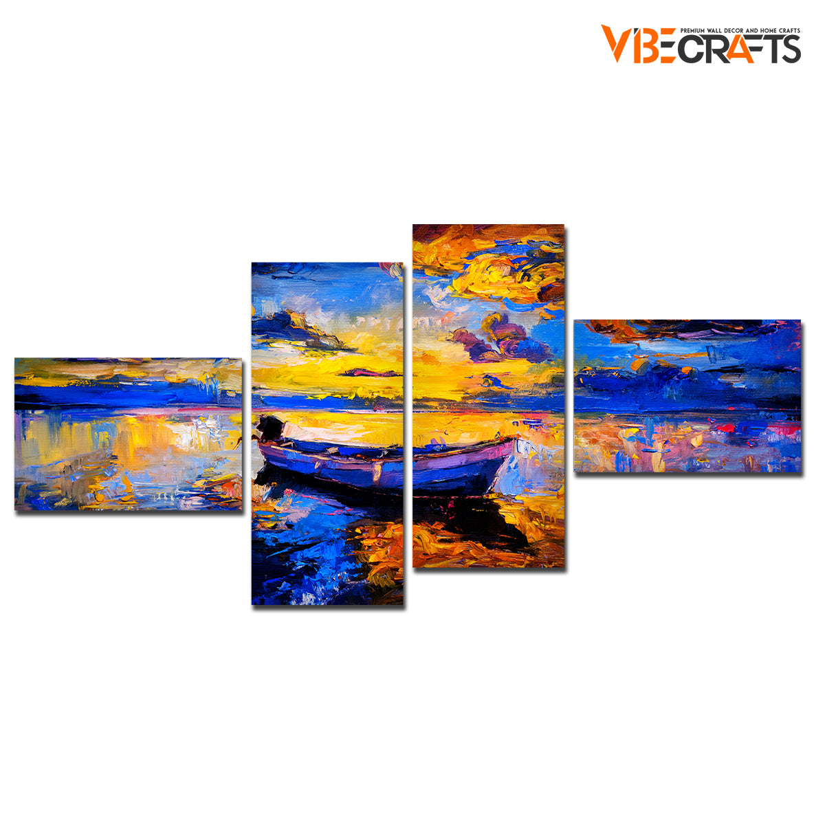 Premium Wall Painting of Sky Sunset and Boat on the Water
