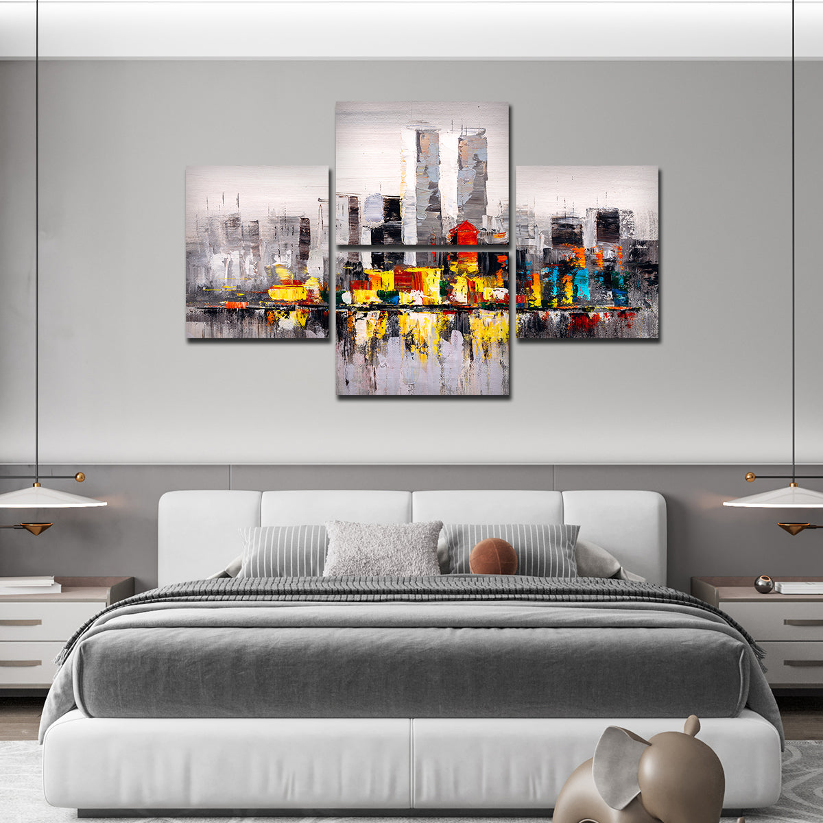 New York City Skyline Premium 4 Pieces Wall Painting