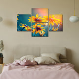 Flowers in A Garden Canvas 4 Pieces Wall Painting