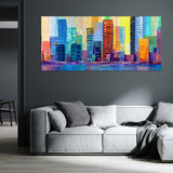 Colorful City Skyline Premium Canvas Wall Painting