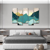 Abstract Mountains with Sunrise Background 5 Pieces Canvas Wall Painting - Vibecrafts